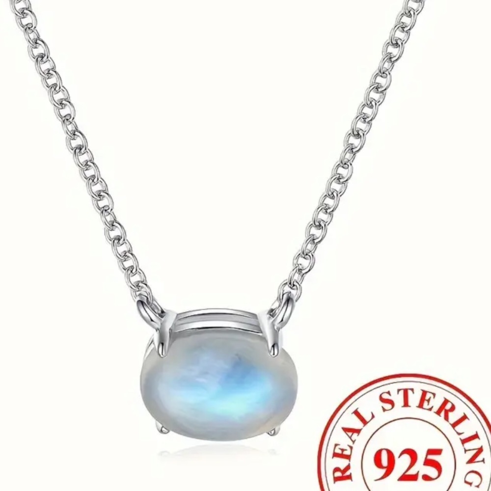 Genuine moonstone sterling silver necklace